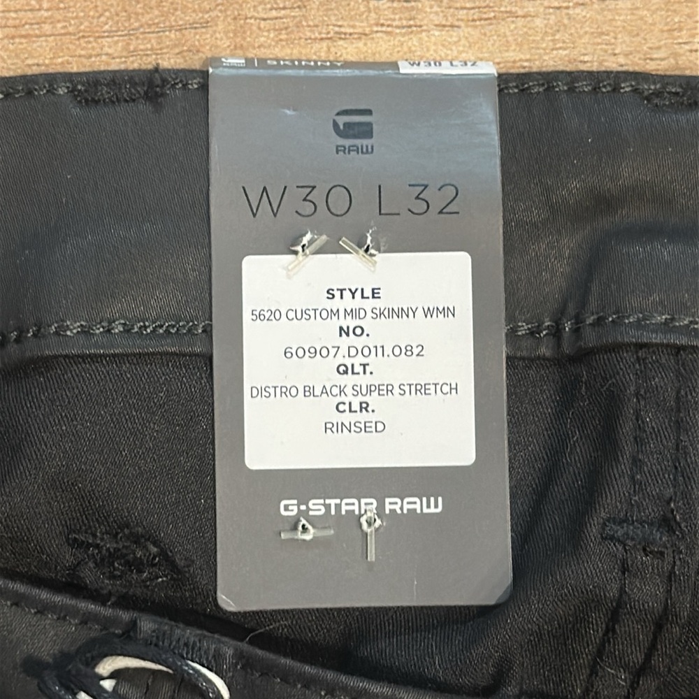 G-Star Raw Rinsed Black Denim Custom mid skinny Jeans. Super stretch, size 30x32 - Picture 3 of 6